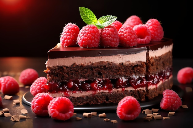 Фото Малиновый шоколадный торт вкусный десертный фон