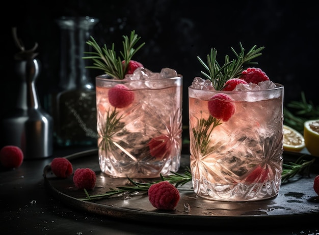 Raspberry cocktail Illustration AI GenerativexA