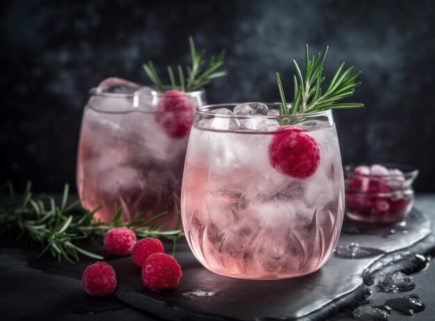 Raspberry cocktail Illustration AI GenerativexA