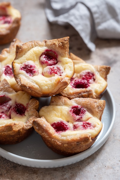 Raspberry Cream Cheese Puff Pastry Muffin