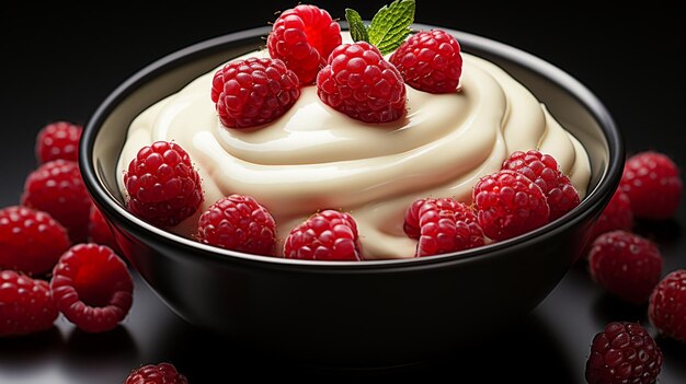 Raspberry cream fruit healthy food for breakfast