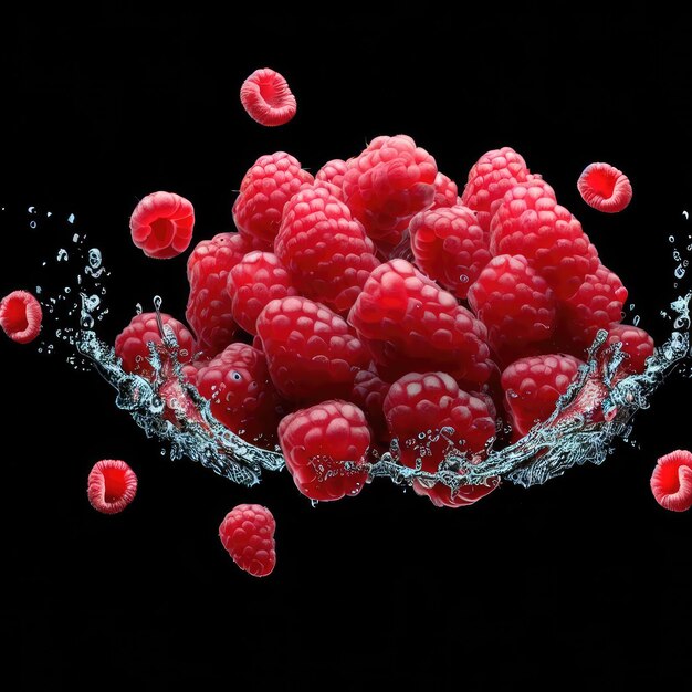 Foto raspberry dive creëert een verbazingwekkende waterbewegingsgeneratieve ai