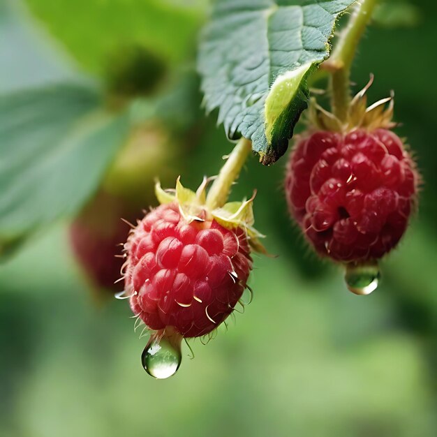 raspberry fruit not ripe with water AI