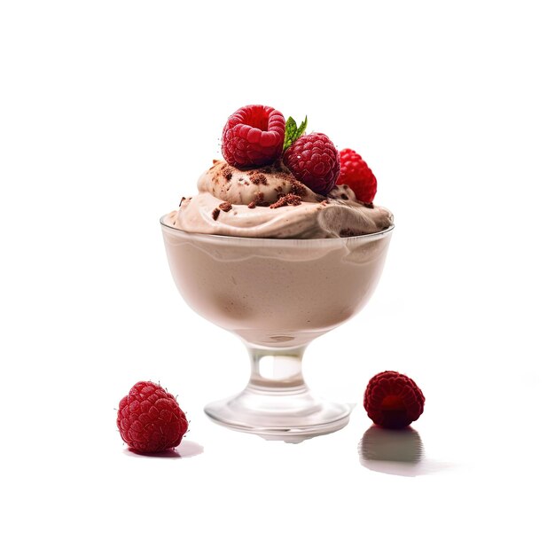 Photo raspberry ice cream sundae glass