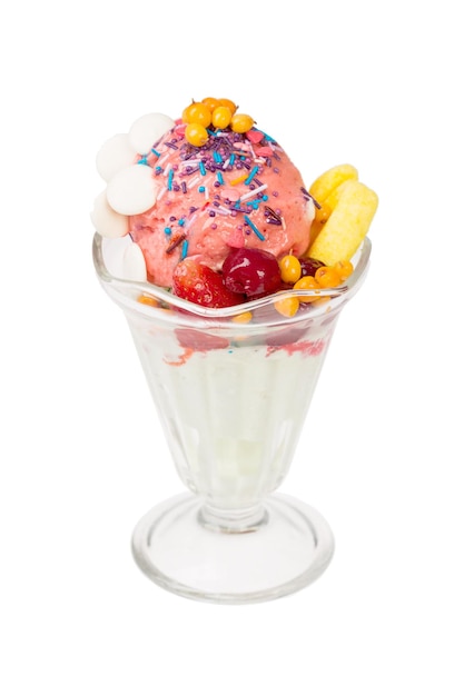 Raspberry Icecream sundae in a cup
