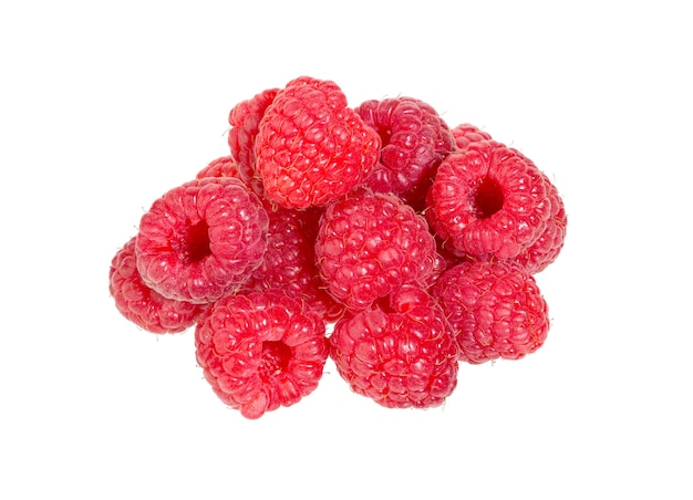 Raspberry isolated on white background. Ripe Red Raspberries Fruit. Collection. Macro.