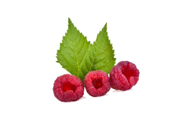 Photo raspberry isolated on white background.