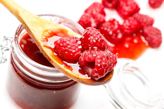 Raspberry jam on white