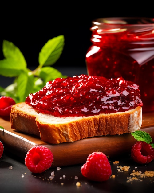 Raspberry jam with raspberries