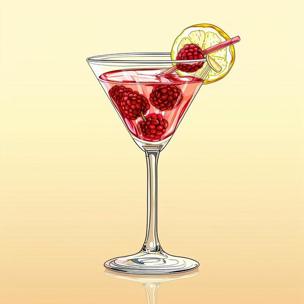 Foto raspberry lemon drop martini in gekoeld glas