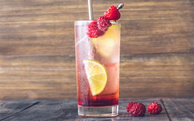 Raspberry lime rickey cocktail