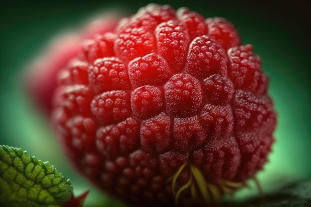 Raspberry in macro with background looking fresh healthy and juicy