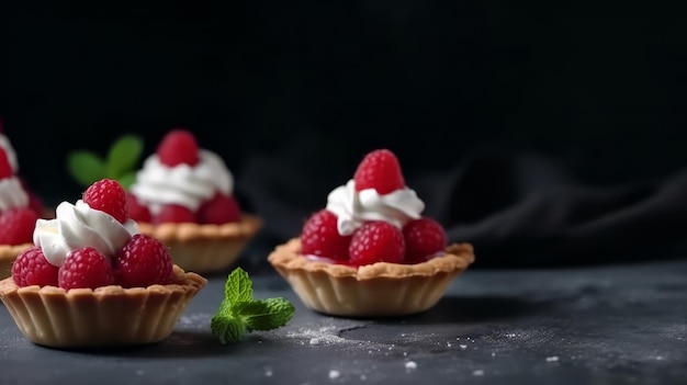 Raspberry mini tarts Illustration AI GenerativexA