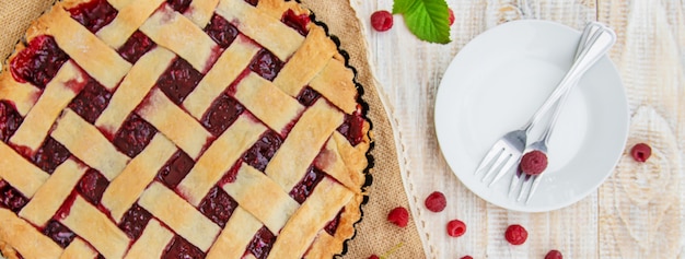 Raspberry pie on the table