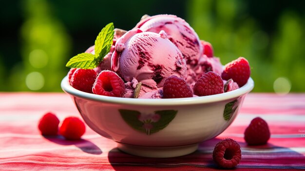 raspberry ripple ice cream at a vibrant summer festival