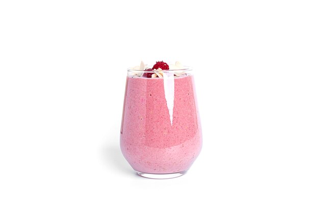 Raspberry smoothie isolated. Raspberries