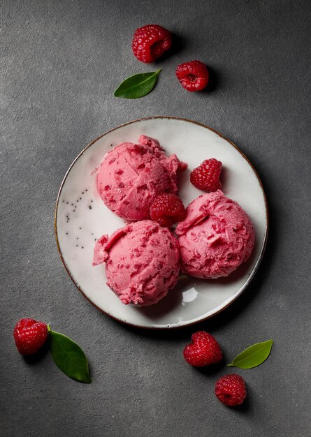 Raspberry sorbet balls