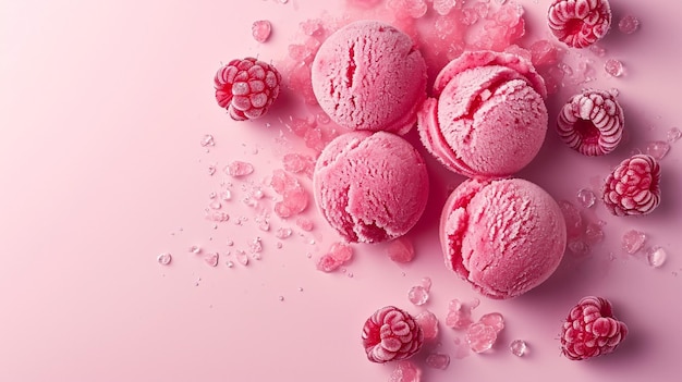 Raspberry sorbet on a isolate pink background