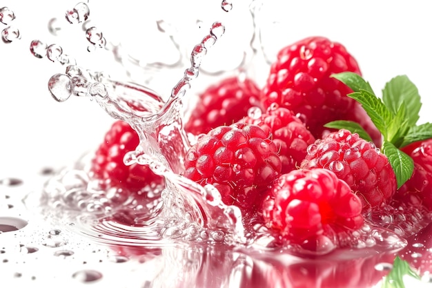 Raspberry splash isolated on white background