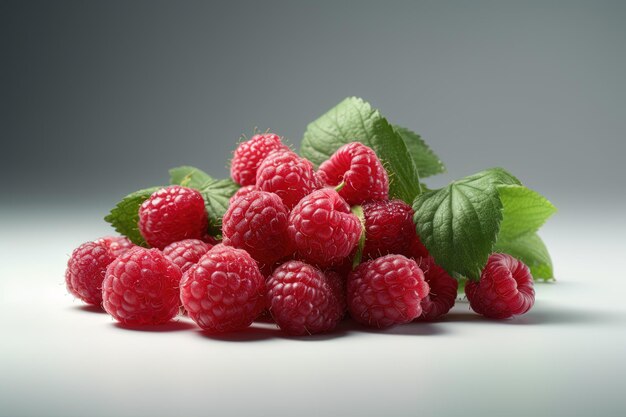 Raspberry on white background Juicy red berry fresh and sweet Generated AI