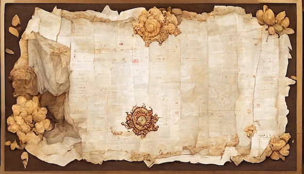 Raster illustration of ancient papyrus with a treasure map\
ancient world of adventures prints adventures pirates map design\
for computer games treasure concept 3d artwork raster\
illustration