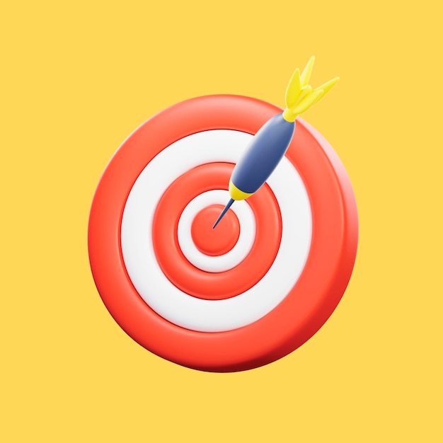 Raster illustration of darts with an arrow in the center business thinking aim shooting contextual advertising target audience business plan career marketer 3d artwork design