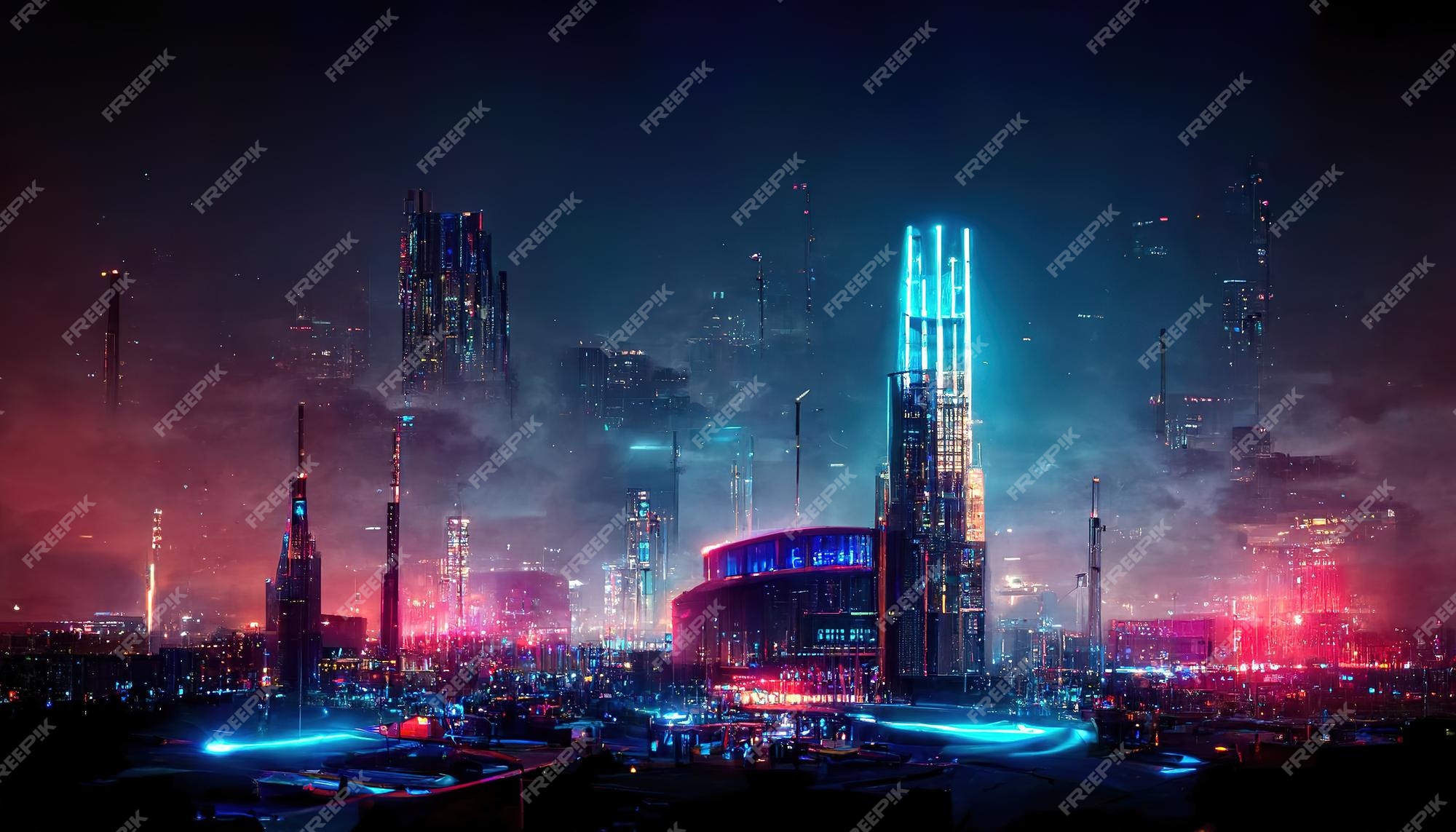 Premium Photo  City wallpaper dystopian futuristic cyberpunk city at night  3d rendering raster illustration