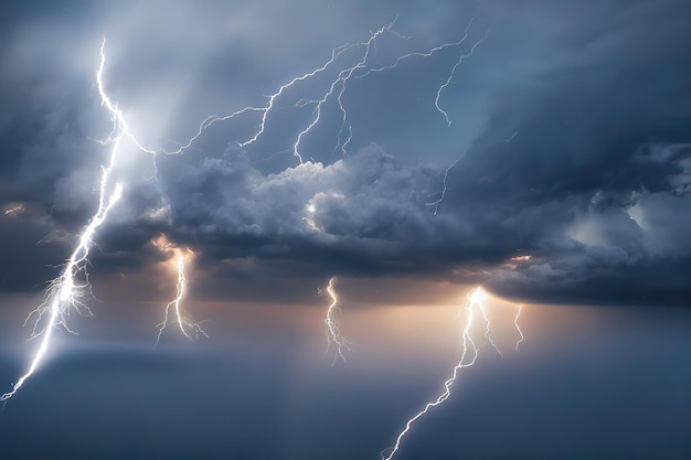 雷雨雲のラスター図電気稲妻気象条件嵐警告明るい白い光危険寒さ自然概念 3 D アートワークの背景ビジネス