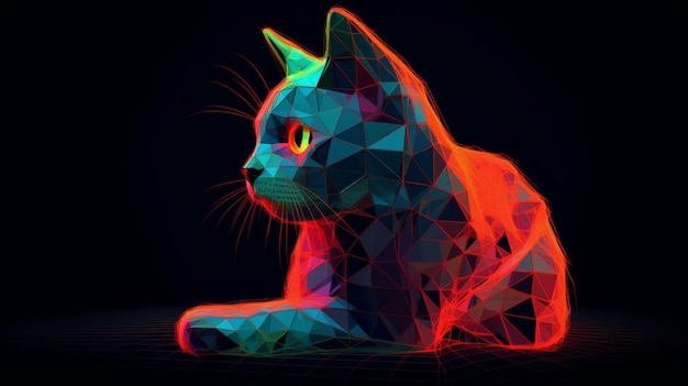 Raster mode punk neon kat nachtelijke iriserende Ai gegenereerde kunst