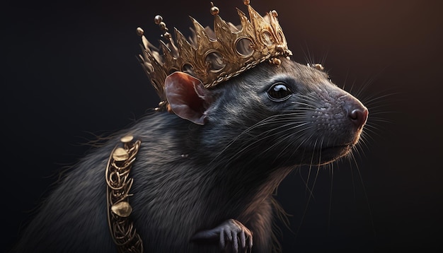 Rat cute golden crown with mice Ai generated art