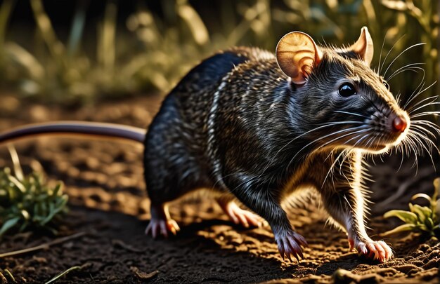 写真 背景のトラックで走るネズミ 砂漠の自然 野生生物と雪