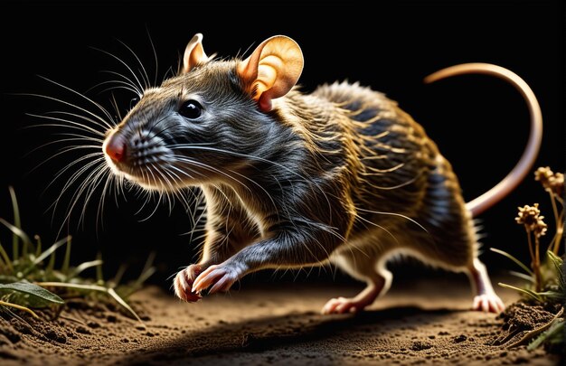 Фото Крыса бежит по дорожке на заднем плане пустынная природа дикая природа и снег