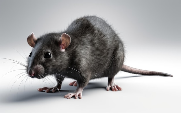 A rat on a white background house rat domestic animal ai generated