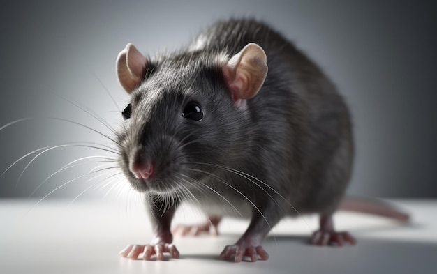 A rat on a white background house rat domestic animal ai generated