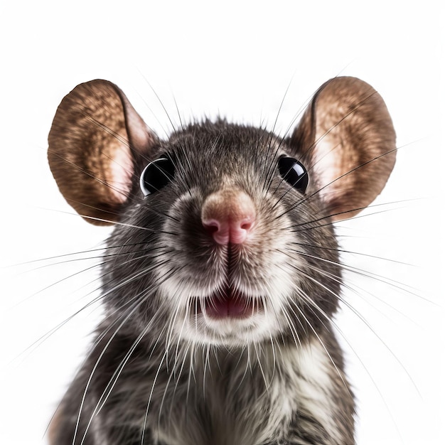 A rat with a big ear and a big nose