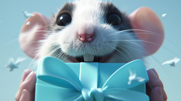 Photo rat with gift boxs