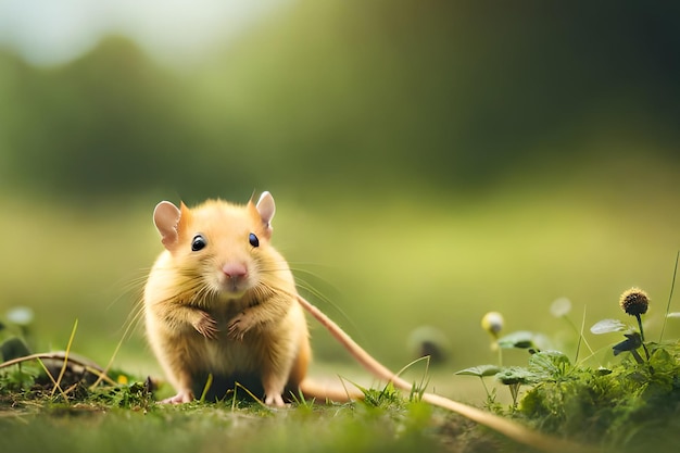 A rat with a stick in its mouth