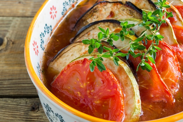 Ratatouille on a wooden table