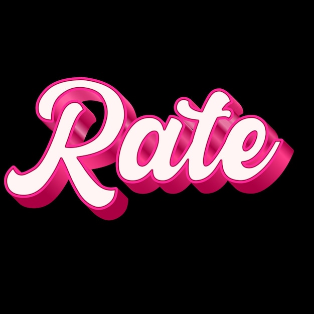 Rate Typografie 3D-ontwerp Roze Zwart Witte achtergrondfoto JPG