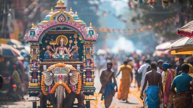 Foto ratha yatra il festival di lord jagannath decorato con carri parata processione di carnevale di strada