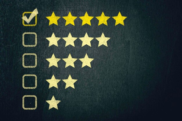 Rating with stars on the blackboard