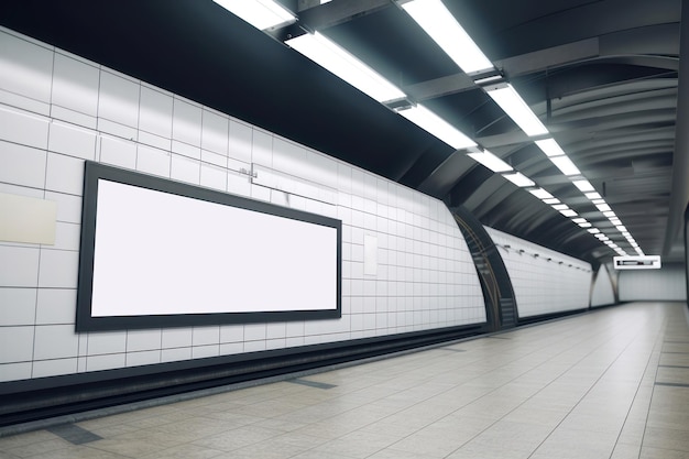 Ratio Panoramic Billboard in Underground Mockup AI generated