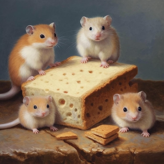 Rats eating breads