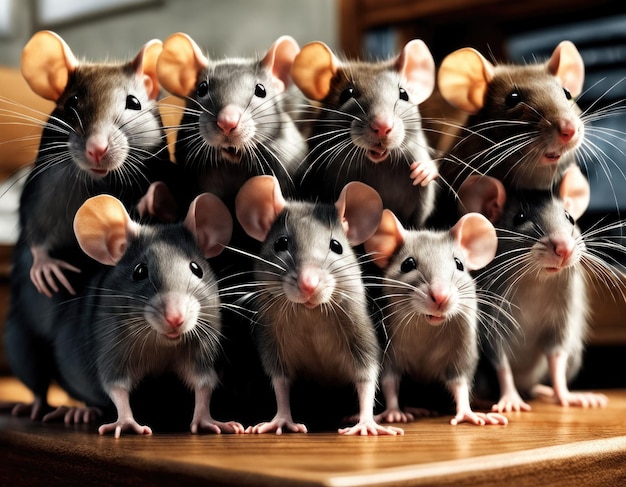 Photo rats in the office ai generation