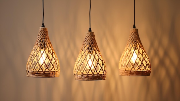 Rattan Hanging Lights met Plugin Pendant Warm en uitnodigend gloeien