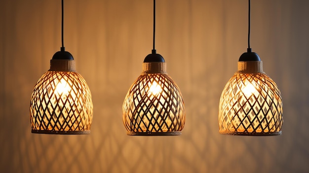 Rattan Hanging Lights with Plugin Pendant Warm and Inviting Glow