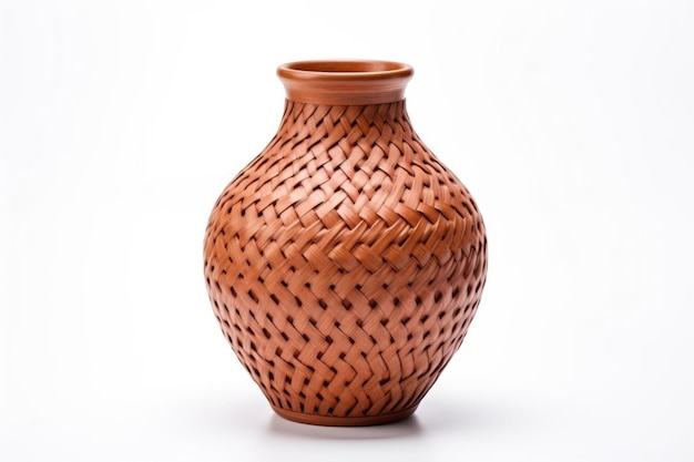 Rattan Vase with White Isolation