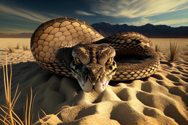 Photo rattlesnake in the desert sands ai generated