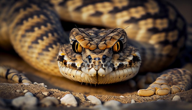 Rattlesnake looks into the lens Generative AI