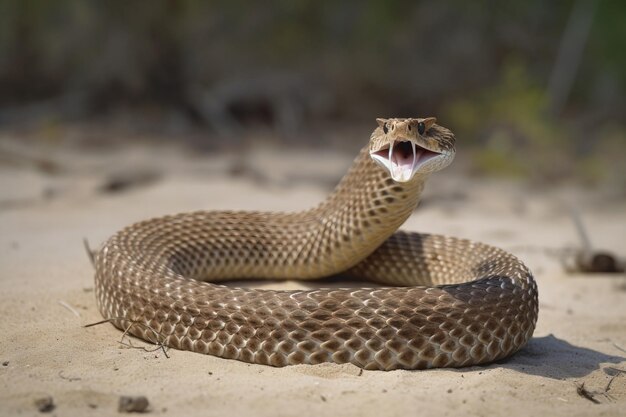 Rattlesnake rattling its tai